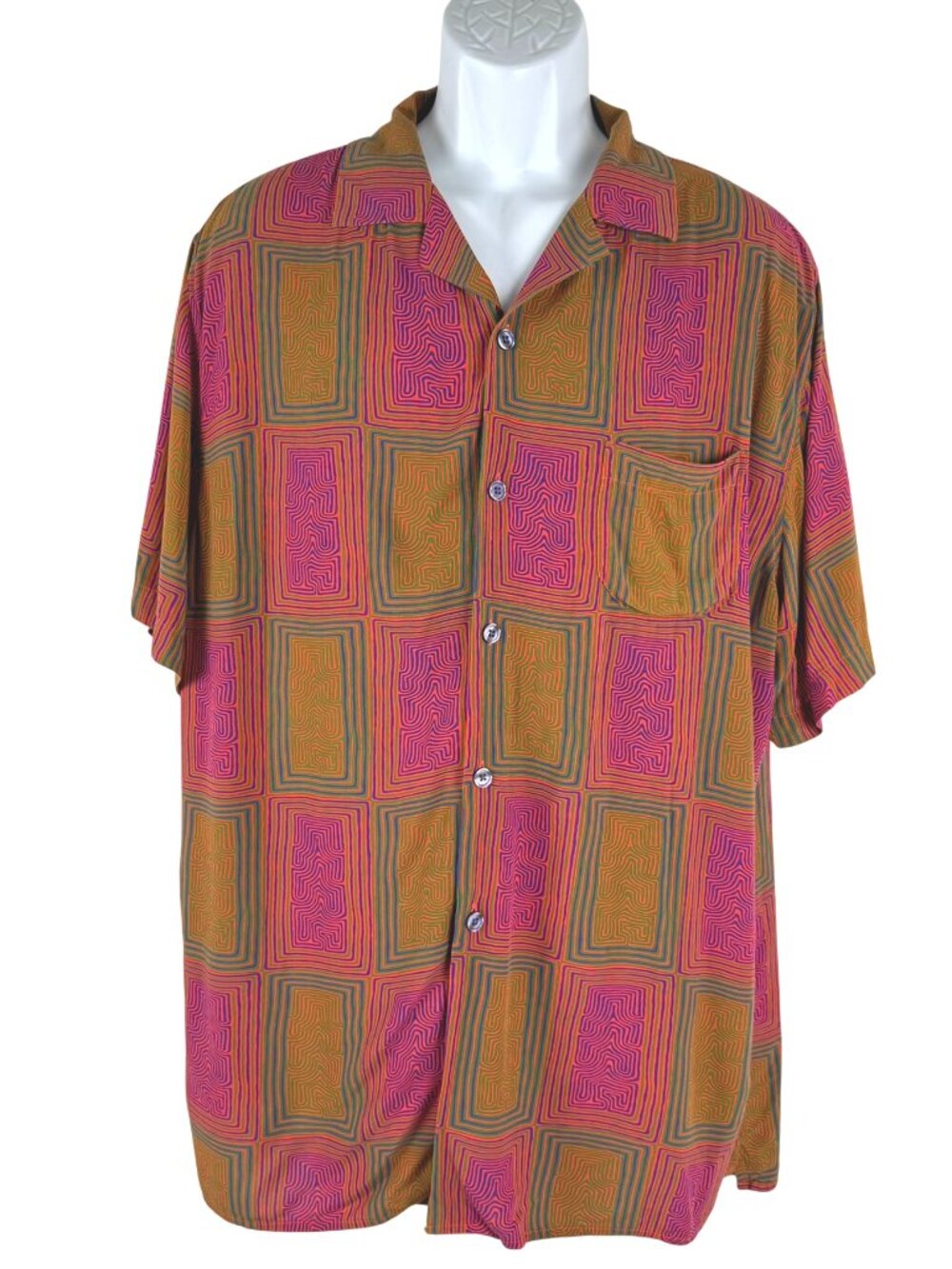 OAS The Cuba Camp Shirt Mens 2XL Short Sleeve Printed Multicolored TP-4079
